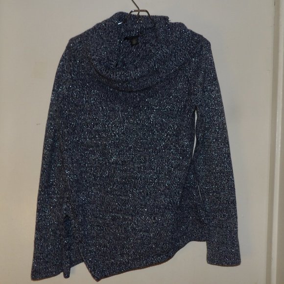 White House Black Market Sweaters - WHBM Cowl Neck Glittery Asymmetrical Sweater Sz S